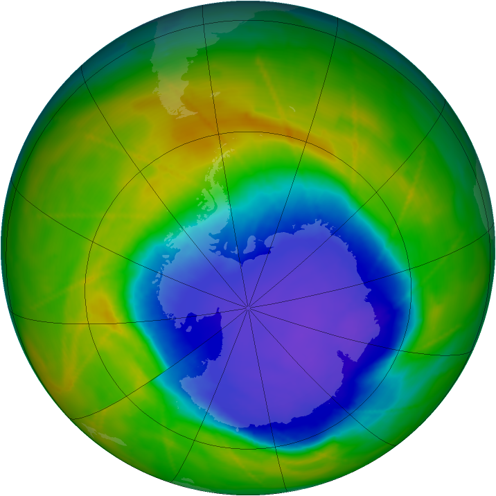 Antarctic ozone map for 30 October 2009